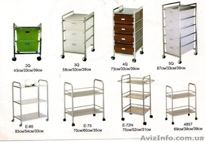Этажерки с пластиковыми ящиками,  раздаточные столики. #1387
