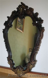 Зеркало в гипсовой оправе под дерево  #2434