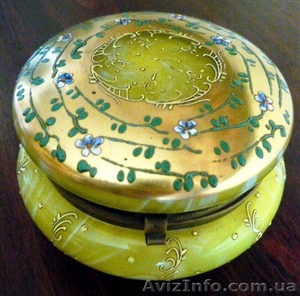 Шкатулка,  стекло,  роспись,  золочение  Западная Европа конец ХIX – начало ХХ в.в. #14792