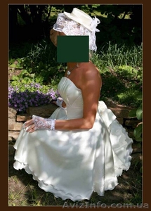 свадебное платье, шубу из кролика, размер S #12760