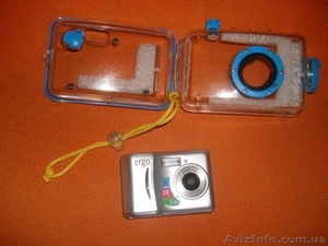 Новый фотоаппарат Ergo DC 91 silver с боксом для подводной съёмки до 25 метров. #28315