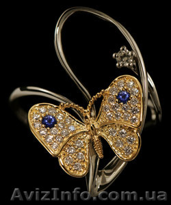 Продам не дорого кольцо с брильянтоми и сапфиром #42274