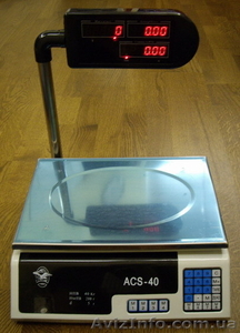 Весы торговые электронные настольные со стойкой серии ACS-15, 20, 25, 30, 35, 40 кг. #95955
