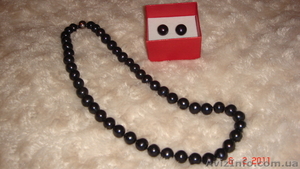 продам серьги и бусы из черного  жемчуга #161829