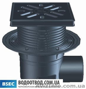 Горизонтальный трап,  дворовый и для паркинга из ПП с чугунной решеткой HL 615 (H #173545