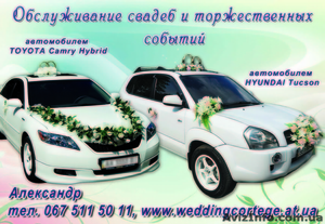 Белоснежные свадебные автомобили Toyota Camry Hybrid и Hyundai Tucson #216366