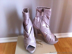 Burberry Prorsum Peep-toe Satin and Leather Boots #196656