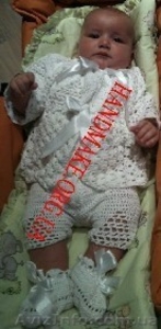 Вязанный крестильный комплект для малыша #254597