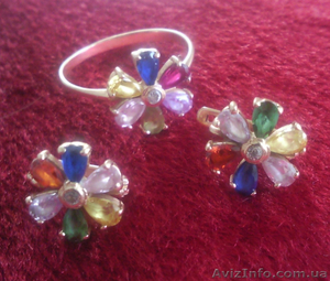 Продам набор золото585пробы+цветной цирконий #248994