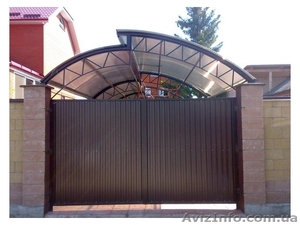 Откатные и распашные автоматические ворота калитки забор из профнастила.  #283848