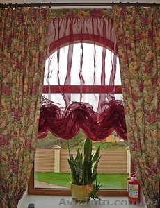 Пошив штор,  интерьерноготекстиля. Карнизы. Рулонные шторы.Ткани.Декор. #171875