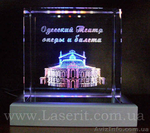 Гравировка 3D изображения внутри стекла #329639