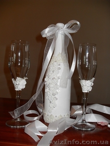 Украшение бутылок шампанского и бокалов для свадеб #320196