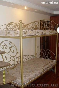 Двухярусная кованая кровать авторской ручной работы #367105