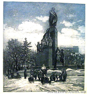 Офорт Худ. В. Мироненко 1960г. «Памятник Т. Г. Шевченко»  #349875