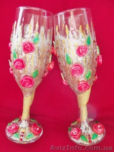 Свадебные бокалы ручной работы #375465