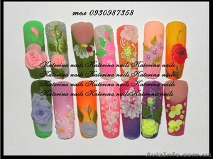 Наращивание ногтей акрилом, индивидуальное обучение росписи, лепке #372169