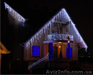 Праздничное оформление,  гирлянды, украшение колонн, дома, витрин магазина #416491