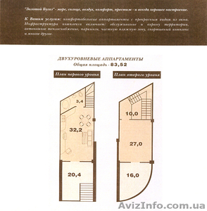 Продам двухуровневые апартаменты в оздоровительном комплексе «Золотой Бугаз». #446111