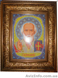 Иконы из бисера на заказ. Ручная работа. Дорогие багеты.Цена от 350 до 3700 грн #453536