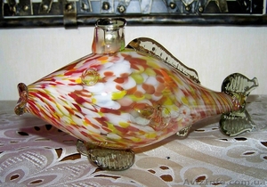Графин-рыба,  цветное стекло #485260