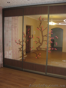 Шкафы-купе на заказ пескоструй,  зеркало #51992