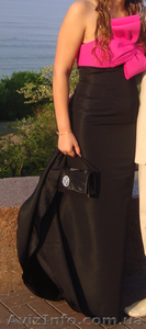 выпускное платье(черное, розовый лиф с бантом и шлейфом!!! #506531