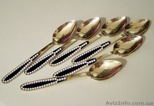 Серебряные ложечки с позолотой #485264