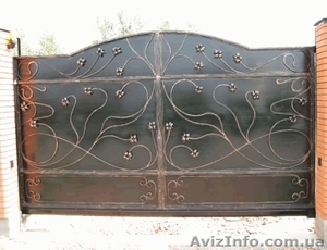 Ворота металлические с кованными элементами #594989