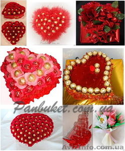 Предлагаем интересные,  необычные подарки любимым - букеты и композиции из конфет #700084
