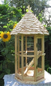 Эксклюзивная клетка для птиц. Оригинальная клетка для птиц. Деревянная клетка дл #724575