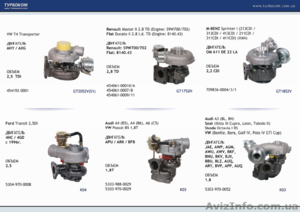 турбокомпрессоры на иномарки Garret,  Holset,  BorgWarner,  MHI,  IHI и другие #811074