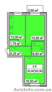 2 комнатная квартира,  новостройка,  Петропавловская Борщаговка #807741