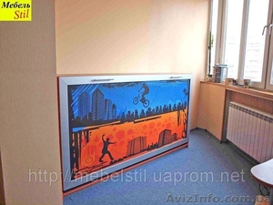 Горизонтальная откидная кровать. Фасад с фотопечатью на МДФ #837234