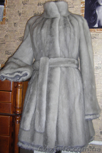 Норковая шуба сапфир,  приталенная,  очень нарядная,  с кружевом #845817