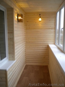 Обшивка  деревянной вагонкой балконов и лоджий.Харьков. Помещений. #870915