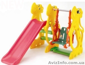 детская горка бегемот с качелькой.ching-ching. #861685