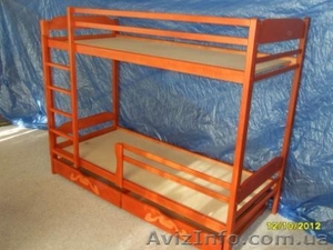   Надежная Двухъярусная кровать с дерева ольхи. #863784