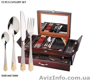 Набор столовых приборов «Золото и атлас» фирмы SwissHome «72pcs Cutlery set»  #878557