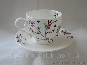 Роспись фарфоровой кружки.  Мастер-класс.  #876949