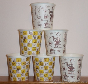 Бумажные стаканчики с логотипом,  белые, цветные #891527