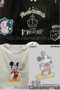 Наклейки терморисунки из страз. Трансферы. Термопленка на ткань,  одежду. #917730