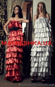 Ярусное платье из атласа в стиле Лурдес,  Матрешка #913077