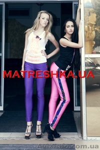 Лосины из бифлекса с платочными вставками в стиле Лурдес,  Матрешка #913062