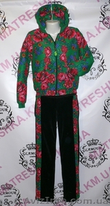 Костюм утепленный (кофта теплая из платка + лосины из велюра) в стиле Лурдес #913111