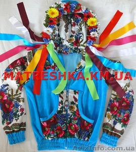 Кофта из велюра с венком и платочными вставками в стиле Лурдес,  Матрешка #913168