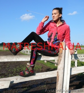 Куртка теплая из велюра с платочными вставками и со стразами + лосины  #913178