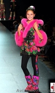 Пальто-кимоно из платочной ткани с натуральным мехом песца в стиле Лурдес #913726