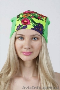 Шапка зимняя из велюра и платка в стиле Лурдес,  Матрешка #913194