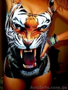 Леопардовый,  тигровый купальник в стиле Bat Norton,  iSwag #915163